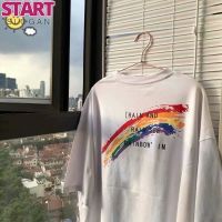 START เสื้อยืดคอกลม แขนห้าส่วน ทรงโอเวอร์ไซซ์ สำหรับผู้ชาย ไซซ์ S-5XL