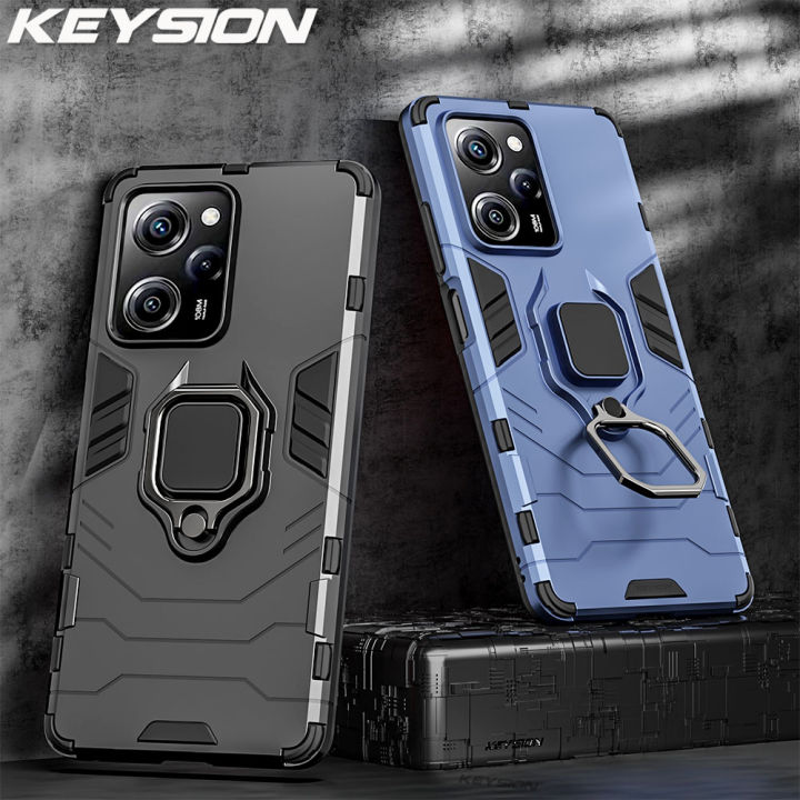 Keysion Shockproof Armor Case For Poco X5 Pro 5g Siliconepc Metal Ring Stand Phone Back Cover 8114