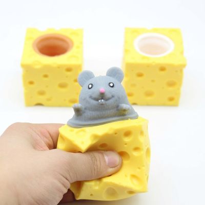 【CW】 1pc Squeeze Cheese Decompression Evil Mice Cup Cups Stress Reliever Anxiety Sensory Fidget