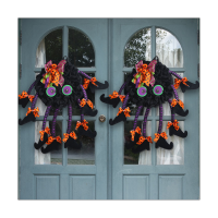 1 PCS Halloween Multi Legged Witch Spider Purple Wreath Pendant Holiday Decoration Black&amp;Purple