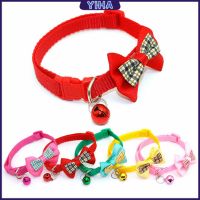 Yiha ปลอกคอโบว์น่ารัก + กระดิ่ง เลือกสีได้ สายปรับได้ยาว Pet collar มีสินค้าพร้อมส่ง