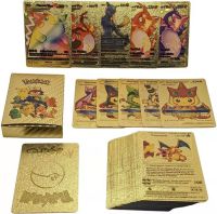 55 ชิ้น/กล่อง Pokemon ทองฟอยล์การ์ดภาษาอังกฤษ Trading Card Collection การ์ดกันน้ำ