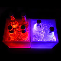 3.5L Colorful LED Luminous Square Whiskey Wine Bucket Double-Layer RGB Beer Cooler Barrel Ice Buckets for Nightclub Bar Party