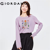 GIORDANO Women ARTAND Series T-Shirts Flowers Print 100% Cotton Tee Crewneck Long Sleeve Simple Fashion Casual Tshirts 99393230