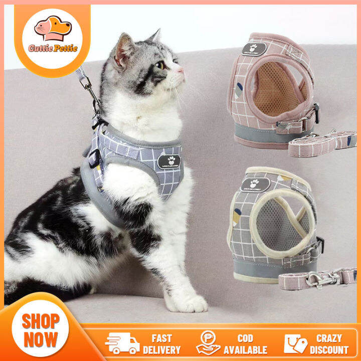 Pet Dog Cat Harness Reflective Pet Leash Breathable Mesh Padded