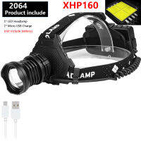 XHP160 Most Powerful Led Headlamp COB High Power Led Headlight 18650 Light Rechargeable Head Flashlight Zoom Usb Head Lamp