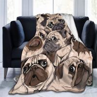 Cute Pug Fashion Hipster Navajo Cubre Camara Green Throw Blanket 3D Print On Demand Sherpa Super Comfortable For Sofa Thin Quilt