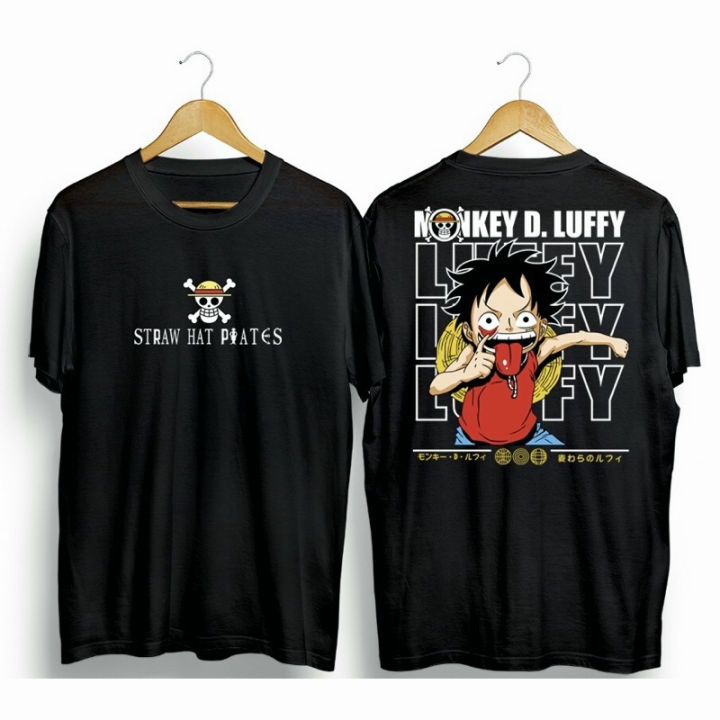 มีสินค้า-เสื้ออะนิเมะลูฟี่-one-piece-เสื้อแขนสั้นเต็มผ้าฝ้ายเสื้อลูฟี่