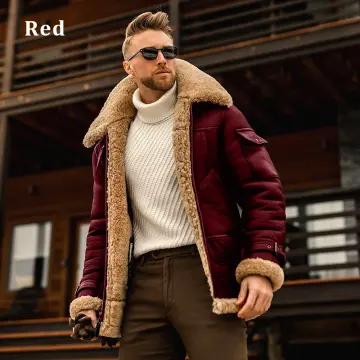 Red hot sale sheepskin coat