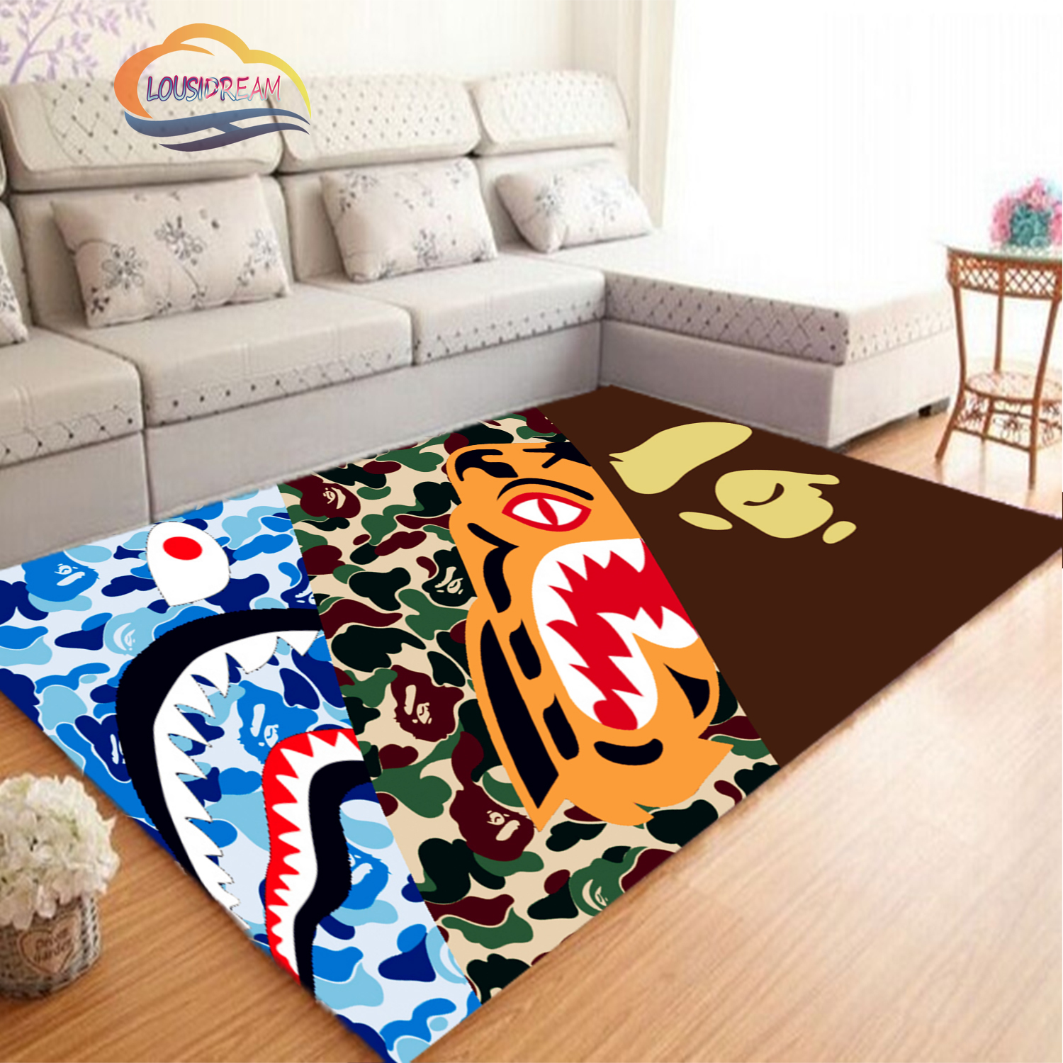 HOT A Bathing Ape Bape Carpet Mat Bedroom Living Room Floor Fashion Non-slip Rug 