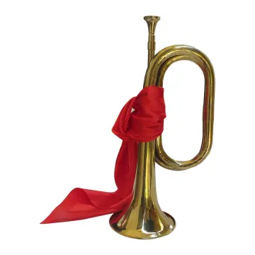 Brass C Bugle Call Gold-Plated Trumpet Cavalry Horn with Mouthpiece Musical  Instrument for Beginners School Band Military Orchestra (18.7 Inch)