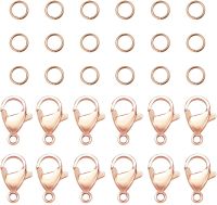 60 pcs 5mm 304 Stainless Steel Jump Rings with 30 pcs Lobster Claw Clasps for Earring Bracelet Necklace Pendants Jewelry DIY Craft Making, Rose Gold