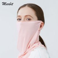 ۩ Ice Silk Sunscreen Mask Women Summer Anti-UV Quick-drying Face Cover Scarf Breathable Lady Neck Protection Hanging Ear headband