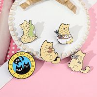 Cartoon Cute Cats Enamel Pin Fish Noodles Animal Brooches for Women Backpacks Clothes Lapel Pins Badges Jewelry Gift Wholesale Fashion Brooches Pins