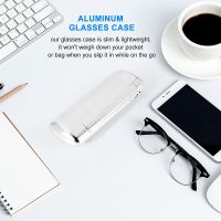 Eyeglass Cases Women Hard Glasses Case Men Aluminum Spectacle Case Lined for Reading Glasses and Small Sized Frame