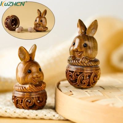 【YF】 1Pc Medicine Pill Box Mini 3D Rabbit Shape Sandalwood Rescue Case Portable Storage Sealed Can For Outdoor First Aid Tool