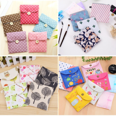 Girls Diaper Sanitary Napkin Storage Bag Canvas Sanitary Pads Package Bags Coin Purse Jewelry Organizer Credit Card Pouch Case