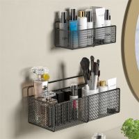 Black Wall-mounted Bathroom Shelf Shower Shampoo Rack Toilet Accessories Kitchen Free Punch Condiment Storage Basket