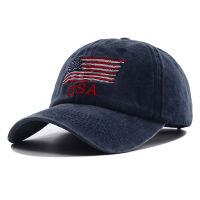 New Mens Embroidered American Flag Snapback Cap USA Chapeau Homme Vintage Washed Denim Baseball Cap Dad Hats for Women Men 2023