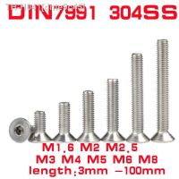 1/5/10/50pcs M1.6 M2 M2.5 M3 M4 M5 M6 M8 304 A2 Stainless Steel Hexagon Hex Socket Head Flat Countersunk Allen Bolt Screw