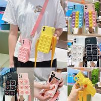 [Woo Fashion Case] เคสกระเป๋าใส่เหรียญของเล่นฟิดเจ็ตแบบกดสำหรับ iPhone 14 13 12 Mini 11 Pro X XS Max XR 6S 7 8 Plus SE ฝาครอบที่ใส่บัตรกระเป๋าเงิน