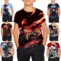 Boys Demon Slayer Anime Print T Shirt Crew Neck Casual Kids Shirt Top [5-15 Years]