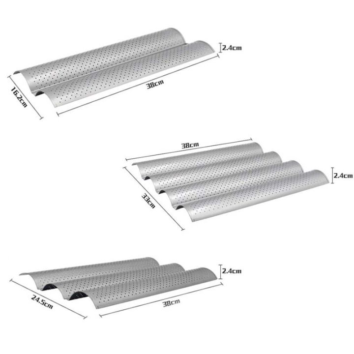 เครื่องอบขนมปังแบบคลื่นทำจากเหล็กกล้าพิมพ์อบขนมปังฝรั่งเศสถาดอบขนมกระทะเค้กใช้งานได้จริงแม่พิมพ์ขนมปังฝรั่งเศส-kiitchen-2-3-4