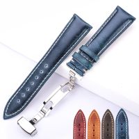 （Bar watchband）สายนาฬิกาหนังวัวเคลือบแว็กซ์น้ำมันสำหรับผู้หญิง,สายนาฬิกาข้อมือแบบเข็มขัดสายหนังผีเสื้อสำหรับแท้ผู้ชาย18มม. 20มม. 22มม. 24มม. สีน้ำเงินสีเหลืองสีเขียว