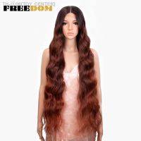 FREEDOM Synthetic Lace Front Wig 36 inch Body Wave Wigs For Women Ombre Blonde Ginger Highlight Wig Long Wavy Cosplay Wigs [ Hot sell ] TOY CENTER