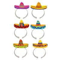 6 Pcs Hawaiian Decor Mexican Party Hats Mexican Fiesta Hat Cinco De Mayo Costume Accessories Mini Sombrero Headband