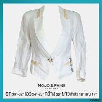 USED Mojo.S.Phine - White Cropped Blazer | เสื้อเบลเซอร์สีขาว สีครีม เสื้อสูท เสื้อคลุม แขนยาว ทำงาน แท้ มือสอง