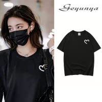 geyunya เสื้อยืดแขนสั้นแฟชั่นผ้าฝ้าย100% สวยสำหรับผู้หญิง