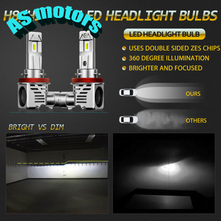 h8-h11โลหะ1คู่-h9-120w-canbus-ชุดไฟหน้ารถมอเตอร์ไซค์แบบ-led-หลอดนำแสงต่ำ6500k-สีขาวพิเศษ