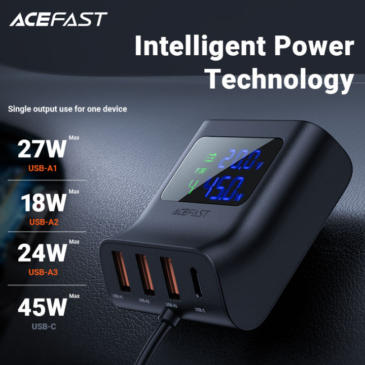 acefast-4พอร์ต-usb-car-charger-ไฟแช็กซ็อกเก็ต-splitters-pd-qc3-0-90w-จอแสดงผล-led-โวลต์มิเตอร์-dock-fast-charging-station