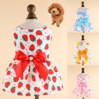 ZZOOI Dog Skirt Floral Dog Dress Wedding Dresses Sweet Small Fresh Cute Buckle Style Thin Spring Summer Section Bow Princess Dress