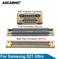 Aocarmo 2ชิ้นเหมาะสำหรับ Samsung Galaxy S21เสาอากาศสัญญาณ Wifi S21U เฉียบหน้าจอสัมผัสปลั๊ก FPC LCD ตัวเชื่อมต่อสายเคเบิลเมนบอร์ดแบบเฟล็กซ์