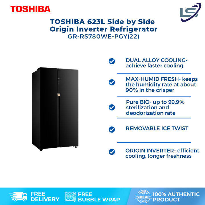TOSHIBA 623L Side by Side Origin Inverter Refrigerator GRRS780WEPGY