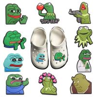 1-10PCS PVC Cartoon Buckle JIBZ Clog Fit Wristbands Frog Tea Heart Gun diy Croc Charms Decorations Hole Kids Shoes Ornaments