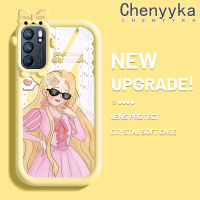 เคส Chenyyyka สำหรับ OPPO Reno 6 5G Reno 6 Pro 5G 6Z Reno 5G เคสลายการ์ตูนสาวสวยรูปโบว์มอนสเตอร์น้อยเคสนิ่มกันรอยขีดข่วนเคสโทรศัพท์โปร่งใสฝาครอบป้องกันเลนส์กล้องถ่ายรูป TPU ซิลิกาเจล