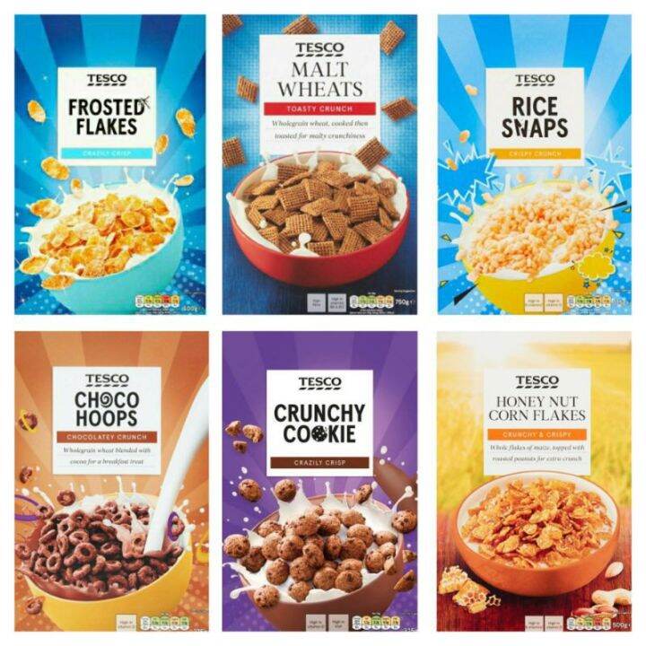 graham crackers Tesco Cereals (Honey Nut, Frosted Flakes, Malt Wheats