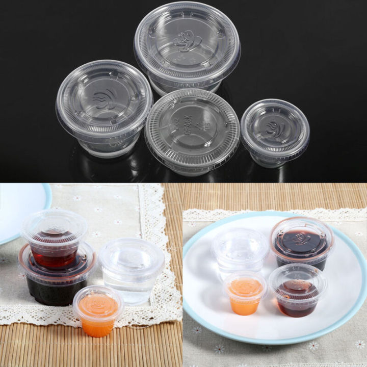 25Pcs/set 1/2/3/4oz Small Plastic Sauce Cups Food Storage