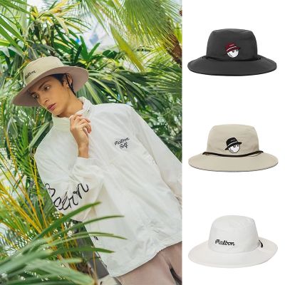 MALBON หมวกขอบใหญ่กันแดดหมวกชาวประมงแบบผูกเชือกแฟชั่นสำหรับกลางแจ้งสำหรับทั้งหญิงและชายฤดูร้อนหมวกกอล์ฟ
