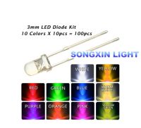 500pcs (10 colors x 50pcs) 3mm LED Light Emitting Diode Kit Warm White Green Red Blue Yellow Orange Purple UV Pink LED LampElectrical Circuitry Parts