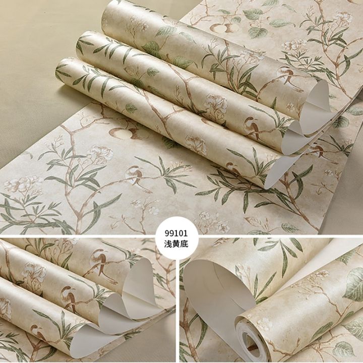 antique-flower-bird-pattern-wallpaper-apple-tree-bedroom-living-room-wallpaper-non-woven-rural-wallpaper-printed-wallpaper-w82