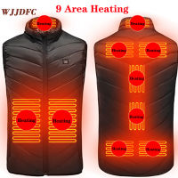 WJJDFC New 9pcs Heated Vest Men Women Usb Heated Jacket Heating Vest Thermal Clothing Hunting Vest Winter Heating Jacket Black