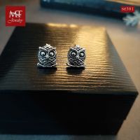 MT ต่างหูเงินแท้  รูปนกฮูก งานรมดำ แบบก้านเสียบ ติดหู Solid 925 Sterling Silver Earrings (se381) MT Jewelry มณีธารา