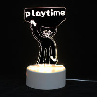 Poppy Playtime Huggy Wuggy 3D Acrylic Night Light Bedside Lamp Room Decoration Christmas Birthday Decoration Gift (Monochrome)