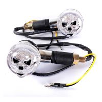 2PCS Chrome 3D Skull Skeleton Motorcycle Turn Signal Indicators for Honda Gold Wing Goldwing GL 500 650 1000 1100