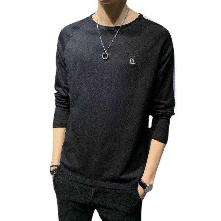 okamoto-ใหม่แขนยาวเสื้อยืดผู้ชายฤดูใบไม้ร่วงเสื้อยืดนักเรียนป่าฤดูใบไม้ผลิและฤดูใบไม้ร่วงเสื้อยืดเสื้อ-bottoming-เสื้อผู้ชายเสื้อเชิ้ตแขนยาวหลวม-เสื้อแขนยาวชาย90-เสื้อแขนยาวฮิต