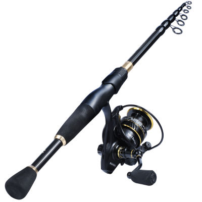 Souilang Fishing Rod and Reel Combo Set with escopic Spinning Rod and Spinning Reels Fishing Line Lure Hooks Full Kit